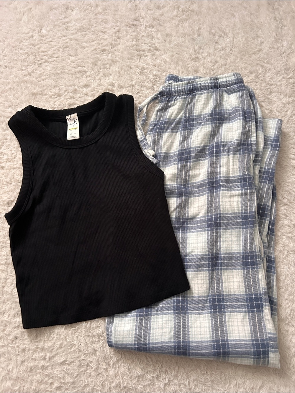 Aerie Offline Ribbed Tank Aeropostale Flannel Lounge Pajamas XS